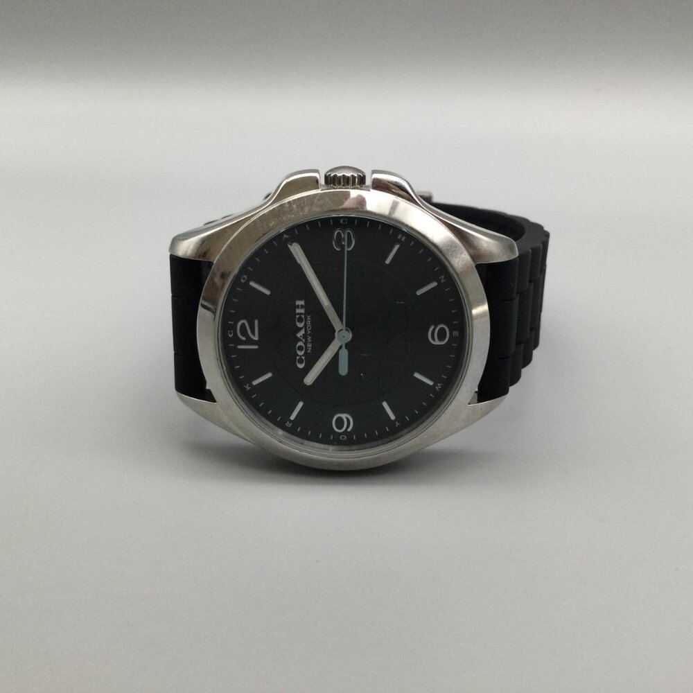 Coach Libby Watch Women 36mm Silver Tone Black Silicone Band 30M - Picture 5 of 15